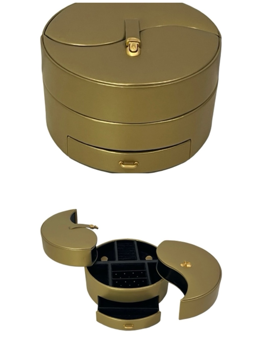 WOLF Jewelry Box - Heritage Gold Leather Yin Yang Multilevel